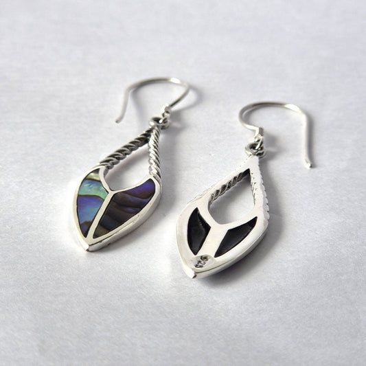 Shell and Silver Earrings - Spearhead - Abalone