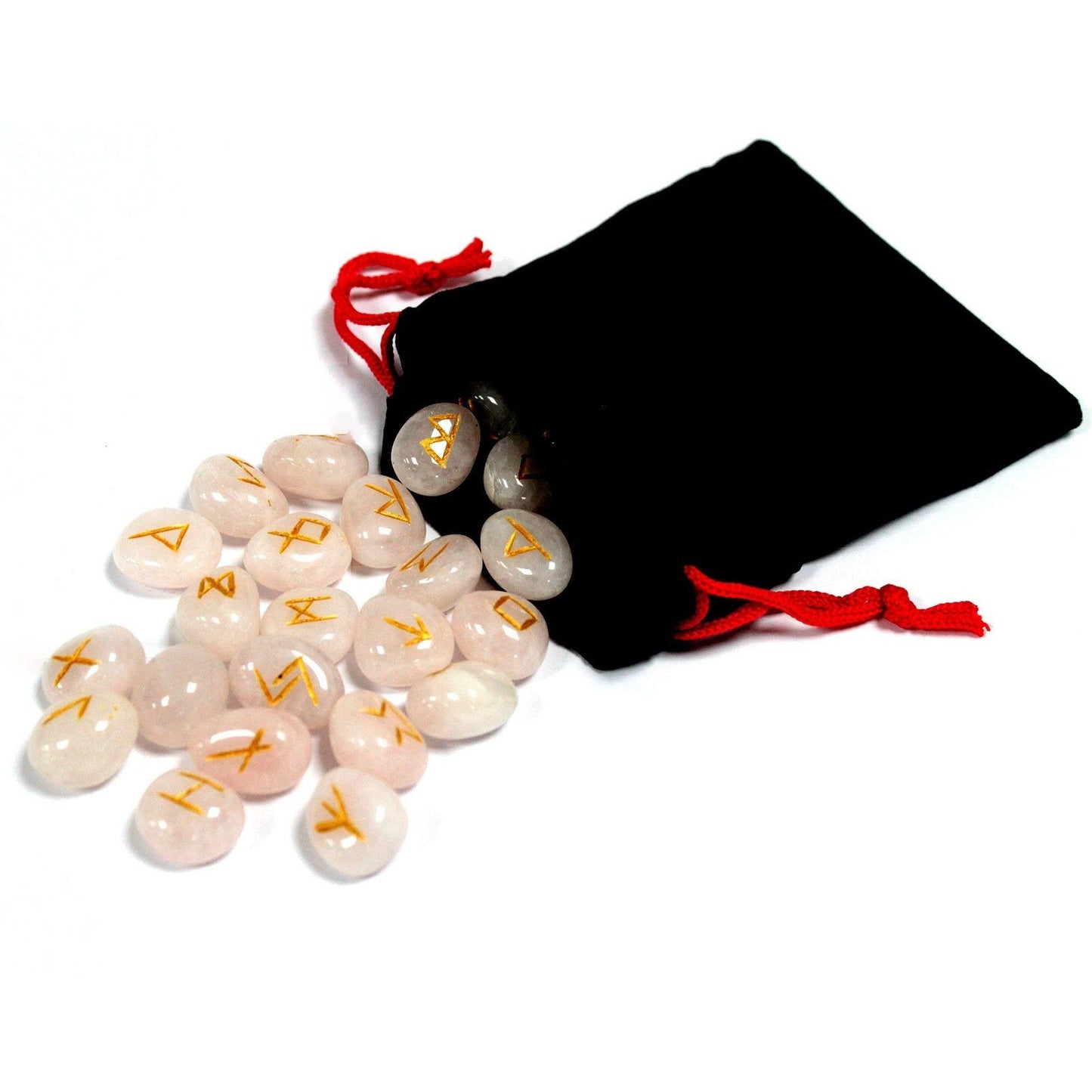 Coffret runique indien en sachet - Quartz rose