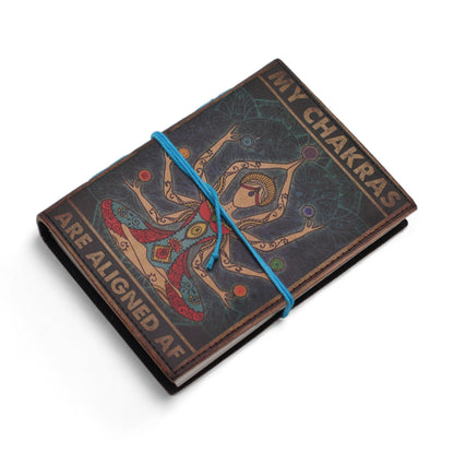 Cuaderno impreso en cuero – Mis chakras están alineados al máximo - 17.8×12.7 cm