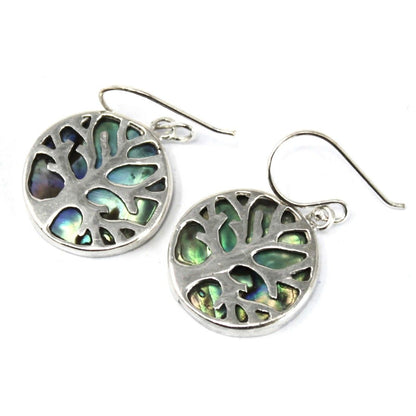 Silver Tree of Life Earrings 15mm - Abalone