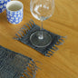 Set of 4 Natural Fringe Coasters - Charcoal