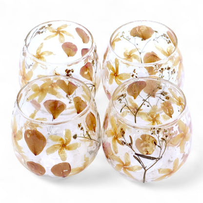 Portavelas recto de Vidrio floral natural - rosa - (8x8cm)