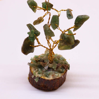 Mini Gemstone Tree on Wooden Base - Green Aventurine (15 Stones)