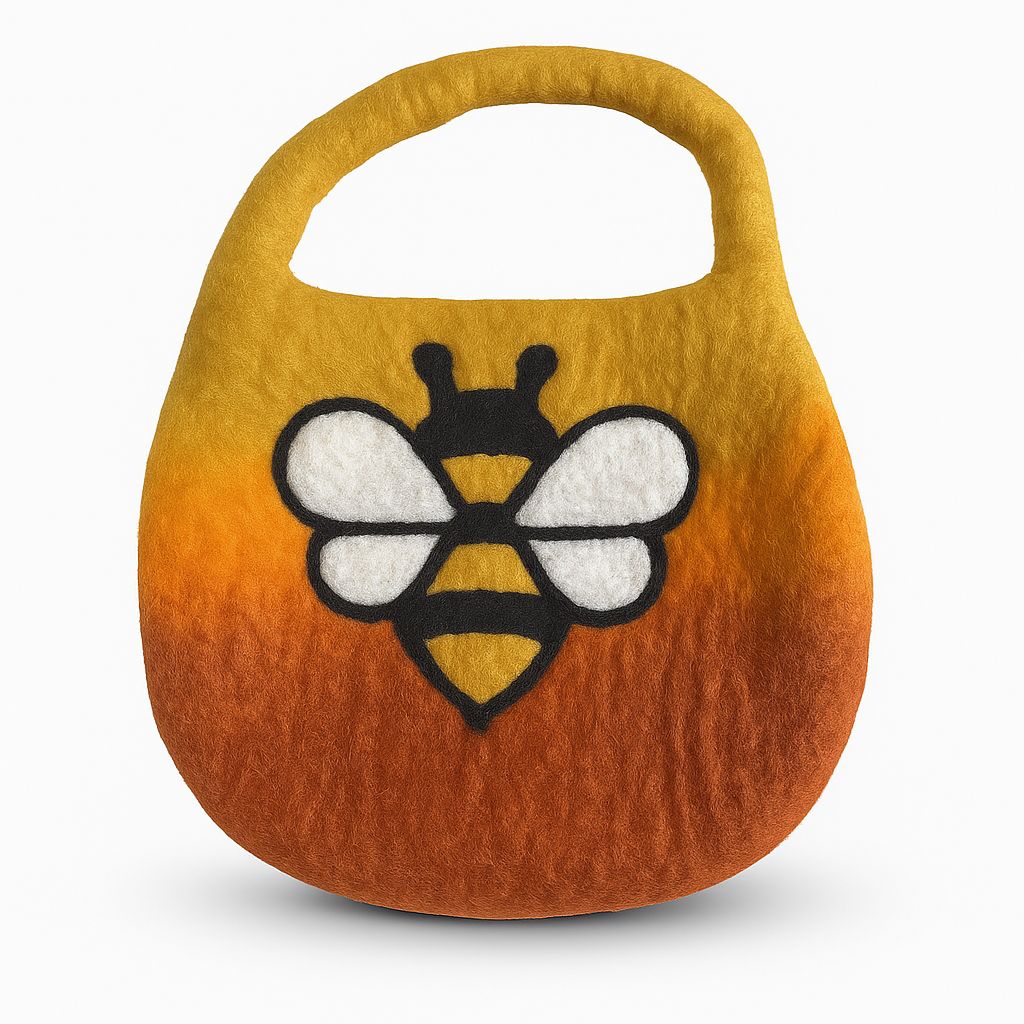 Bolsa de abejas de fieltro al agua - Un asa con imán - Naranja amanecer