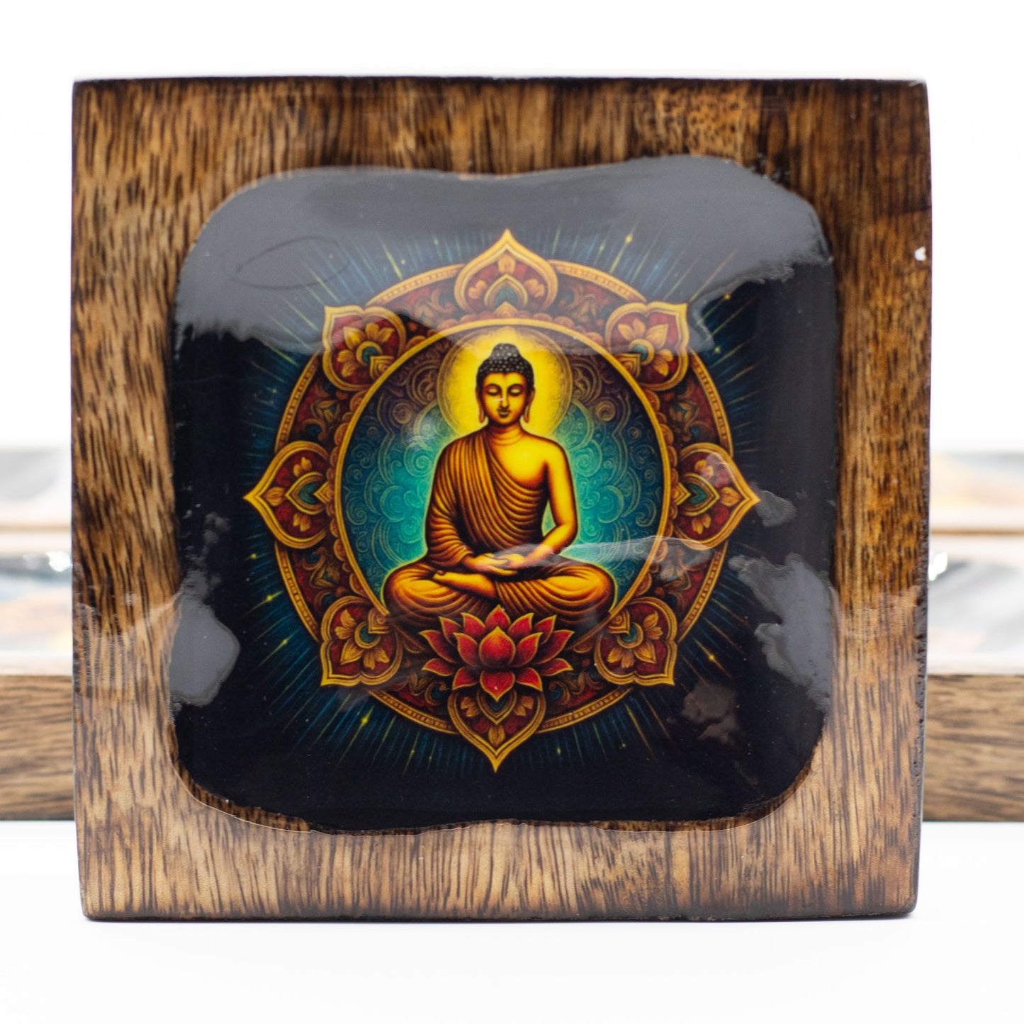 Grande Conjunto de bandejas esmaltadas de mango - Buda