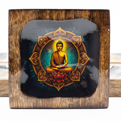 Grande Conjunto de bandejas esmaltadas de mango - Buda