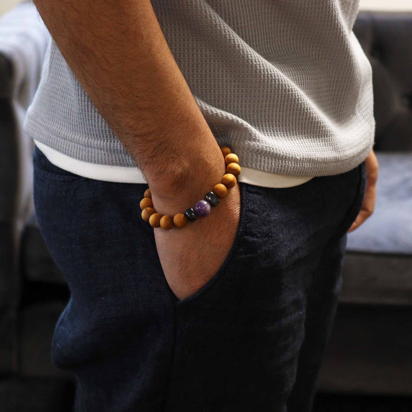 Cedar Bracelet - Third Eye Chakra - Amethyst