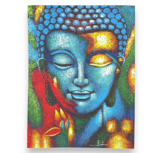Buddha Painting - Blue and Gold Flower