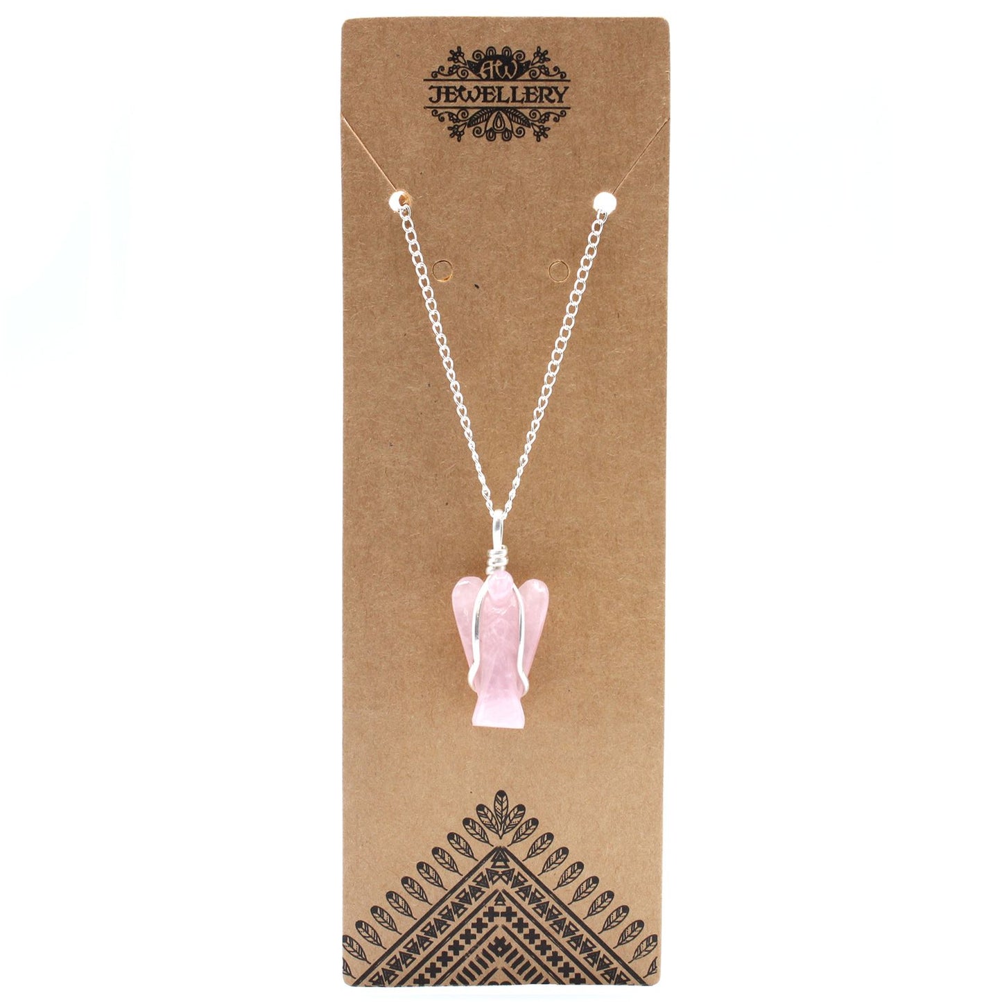 Guardian Angel Pendant with Gemstones - Rose Quartz