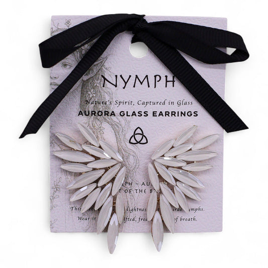 Vintage Crystal Earrings - Angel Wings - Pearl