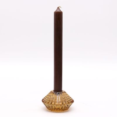 Reversible Flower Design Dinner/Tea Light Candle Holder - Amber