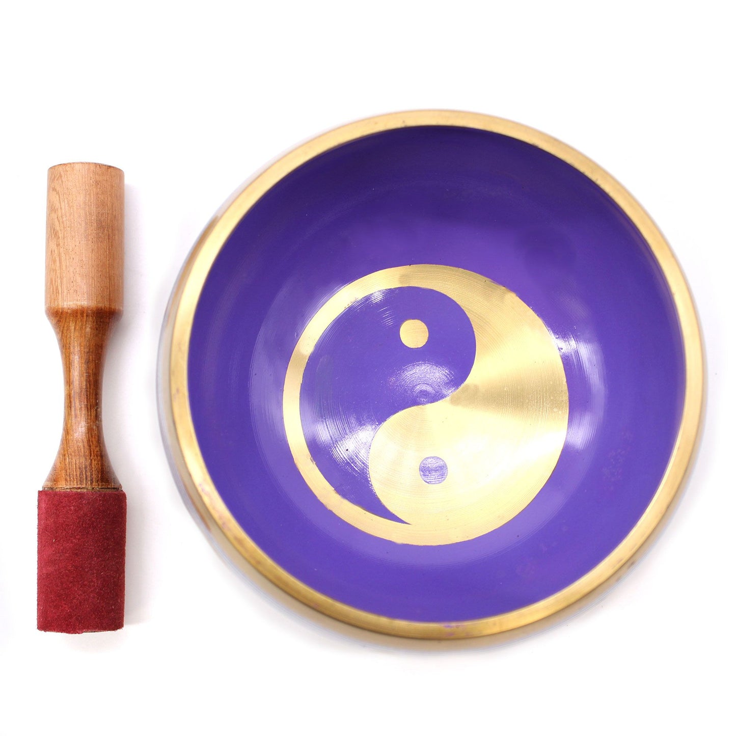 Large Tibetan Singing Bowl Set - Yin &amp; Yang - White/Purple 14cm