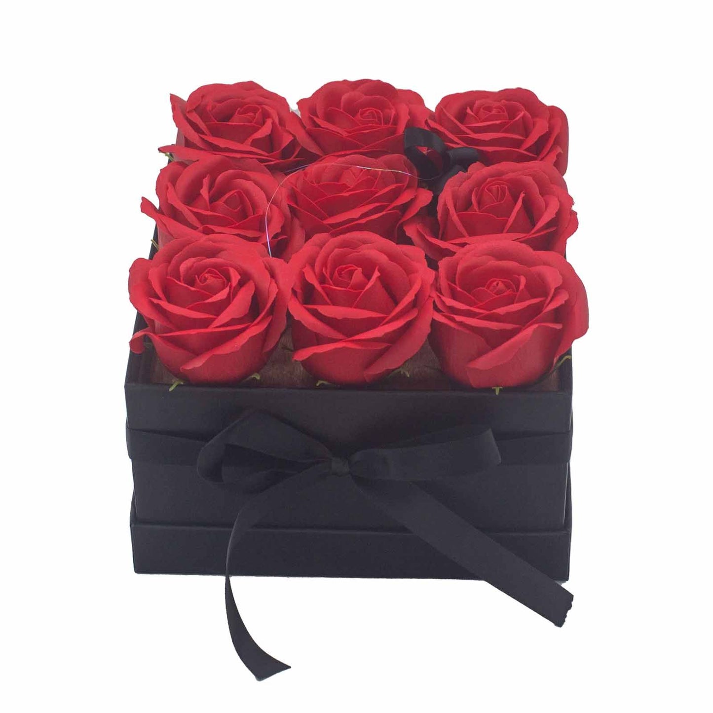 Gift Box - Soap Flower 9 Red Roses - Square