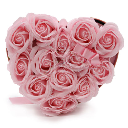 Gift Box - Soap Flower 13 Pink Roses - Heart