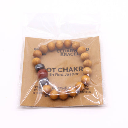 Cedar Bracelet - Root Chakra - Red Jasper