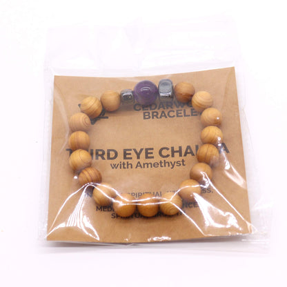 Cedar Bracelet - Third Eye Chakra - Amethyst