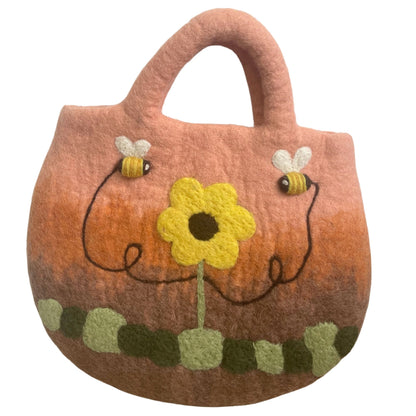 Bolsa de fieltro con girasoles y abejas - 35 x 27 cm
