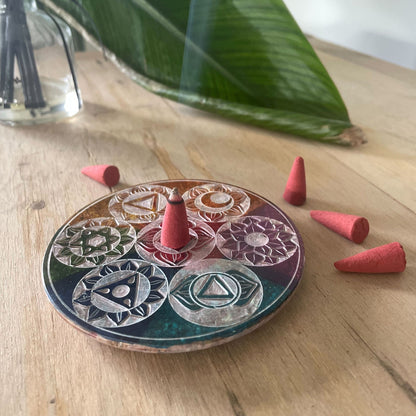 Soapstone Disc Cone Incense Holder 10 cm – Seven Chakras