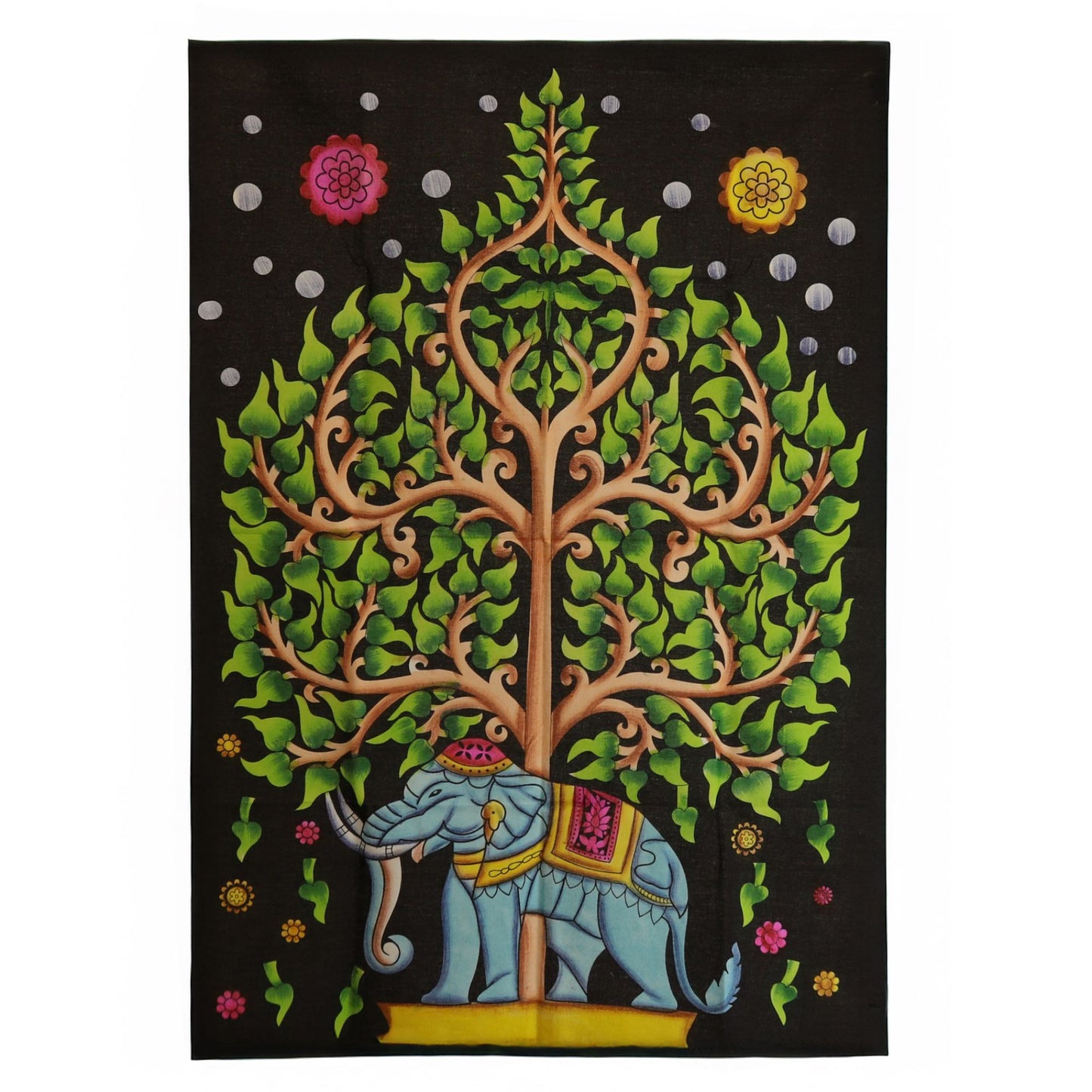 Arte de pared de algodón (70x110 cm) - Elefante y Árbol de la Vida