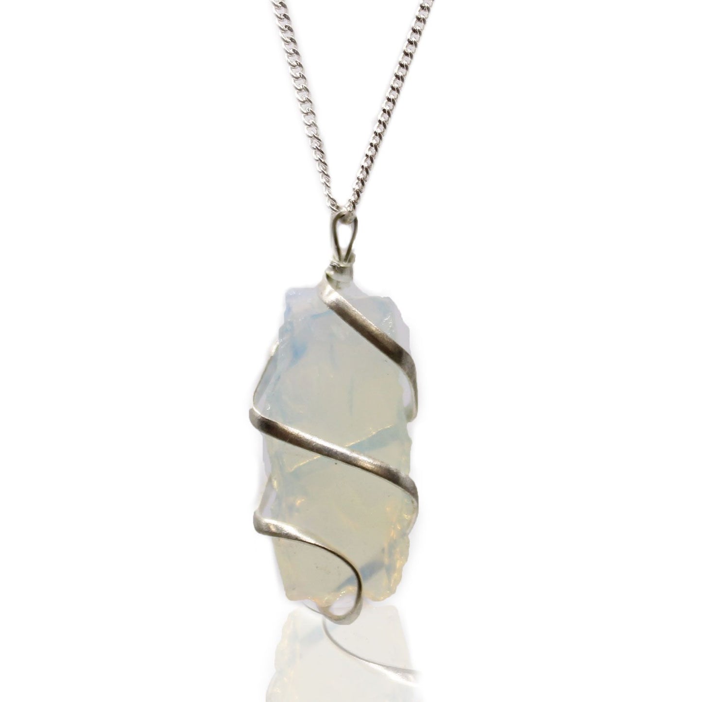Spiral Wrapped Gemstone Necklace - Raw Opalite