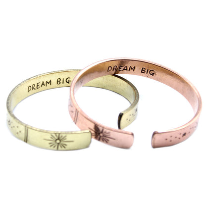 Pulsera de Inspiración - Latón Amanecer, Galaxia, Estrellas, Tierra