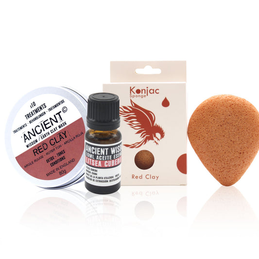 Set de Belleza Esponja Konjac, Arcilla y Aceite Esencial