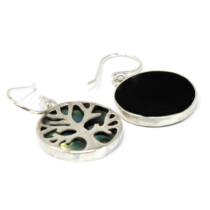 Silver Tree of Life Earrings 15mm - Abalone