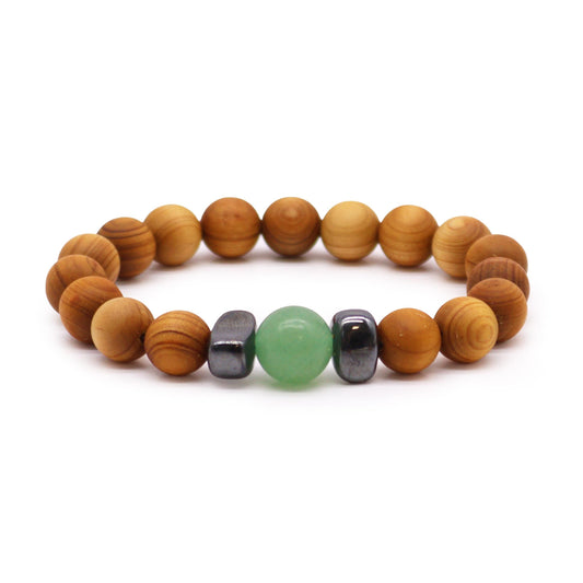 Cedar Bracelet - Sacral Chakra - Green Aventurine