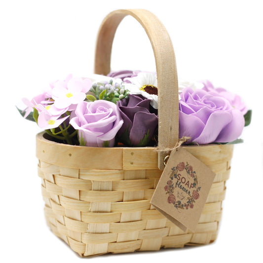 Bouquet in a wicker basket - large lilacs