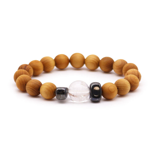 Cedar Bracelet - Crown Chakra - Clear Quartz