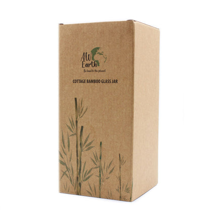 Bote de Cristal con Tapa de Bambú - 20cm