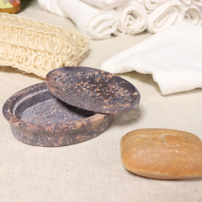 Jabonera y Escurridor de Esteatita 11x8cm - Óvalo Clásico