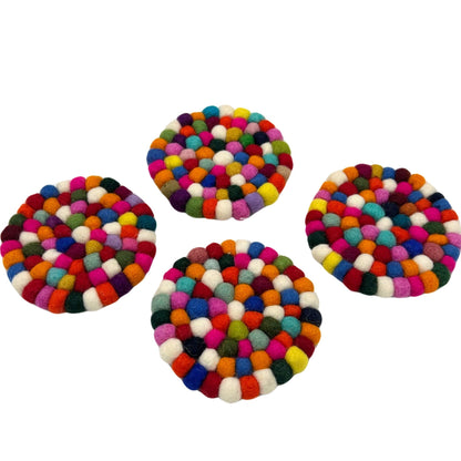 Round felt coasters, 10 cm, multicolored (set of 4)