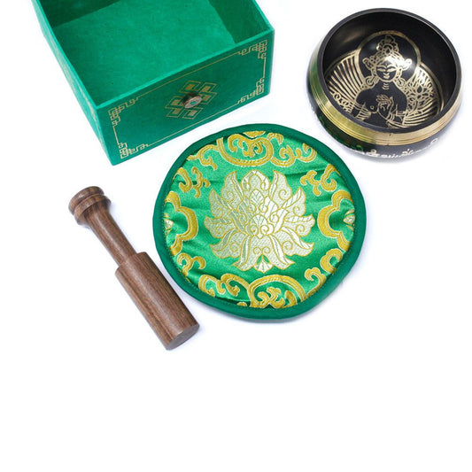Tibetan singing bowl set - Green Tara 10cm (min 400gm)
