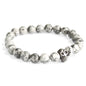 Pewter Skull / Grey Agate Gemstone Bracelet