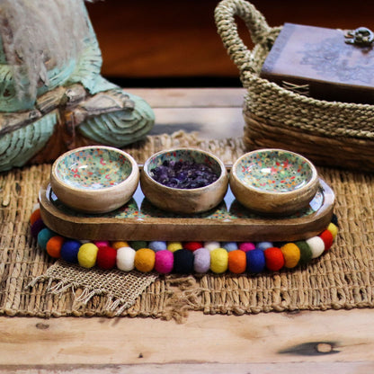 Tapis de table ovale en feutrine - 38 x 18 cm, multicolore