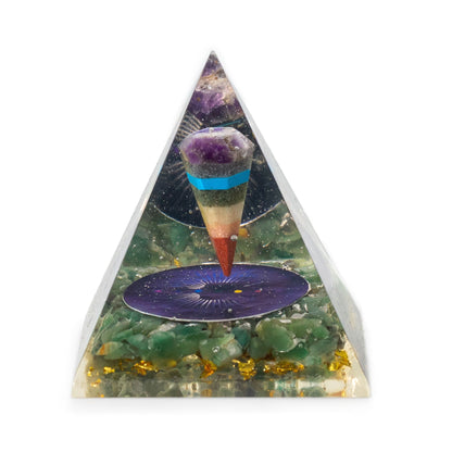 Med Orgonite Pyramids 7x6 cm - Pendulum - Green Aventurine Chips