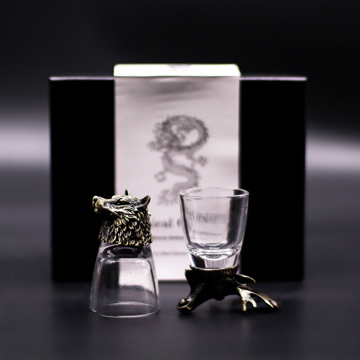 Gift set of 6 shot glasses (50 ml) - Wild Forest Creatures - Antique Bronze