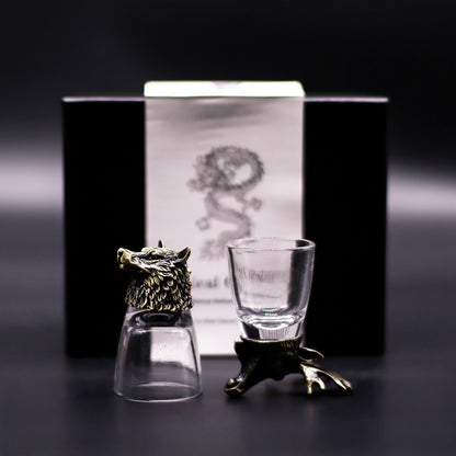 Gift set of 6 shot glasses (50 ml) - Wild Forest Creatures - Antique Bronze