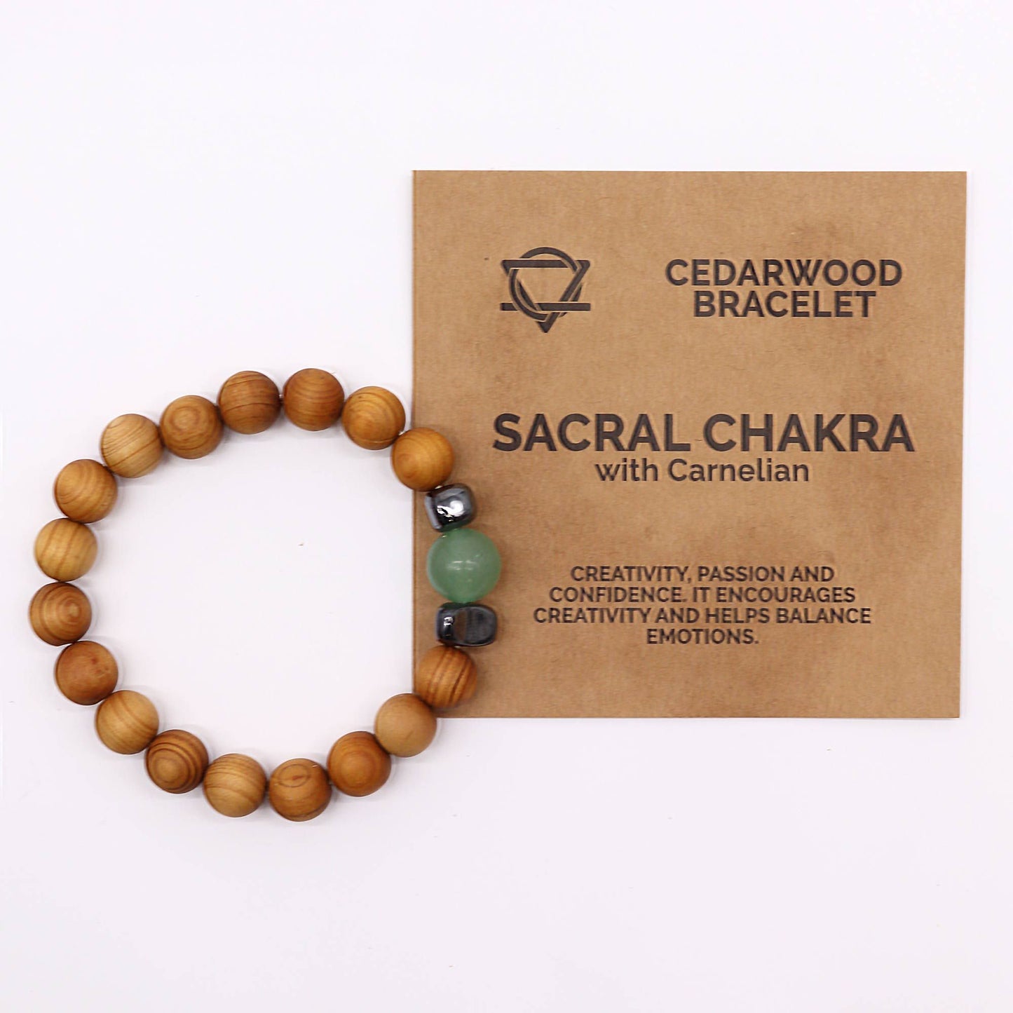 Cedar Bracelet - Sacral Chakra - Green Aventurine