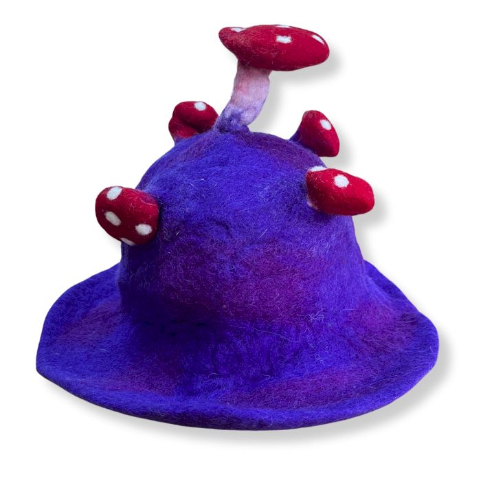 Chapeau champignon en feutre - Violet foncé