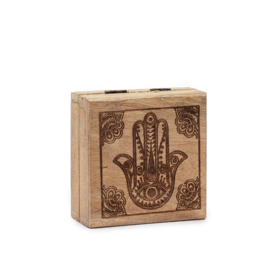 Caja cuadrada pequeña 10x10x4,2cm - Hamsa Negro