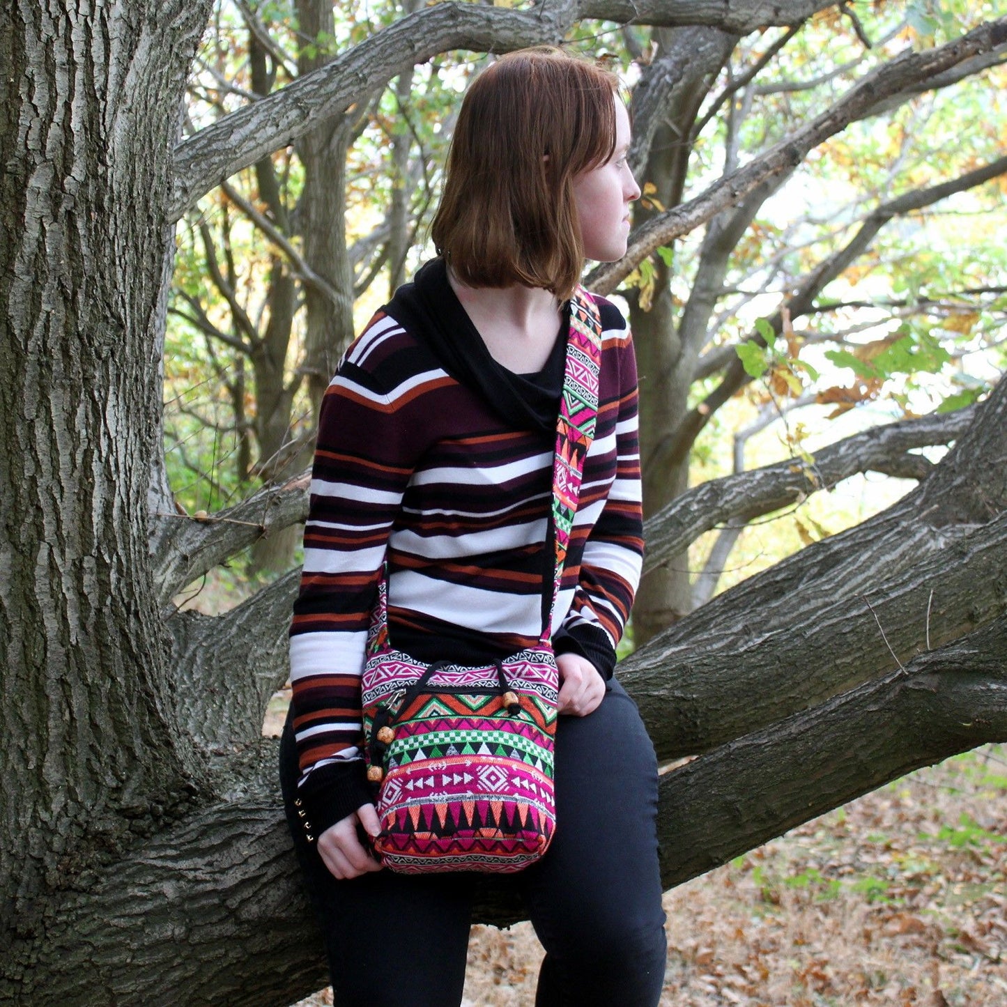 Tissu Jacquard - Petit sac à dos rose
