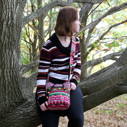 Tissu Jacquard - Petit sac à dos rose