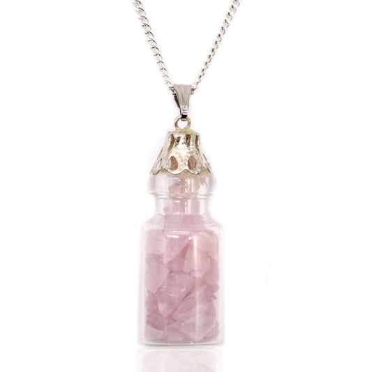 Bottled Gemstone Necklace - Rose Quartz