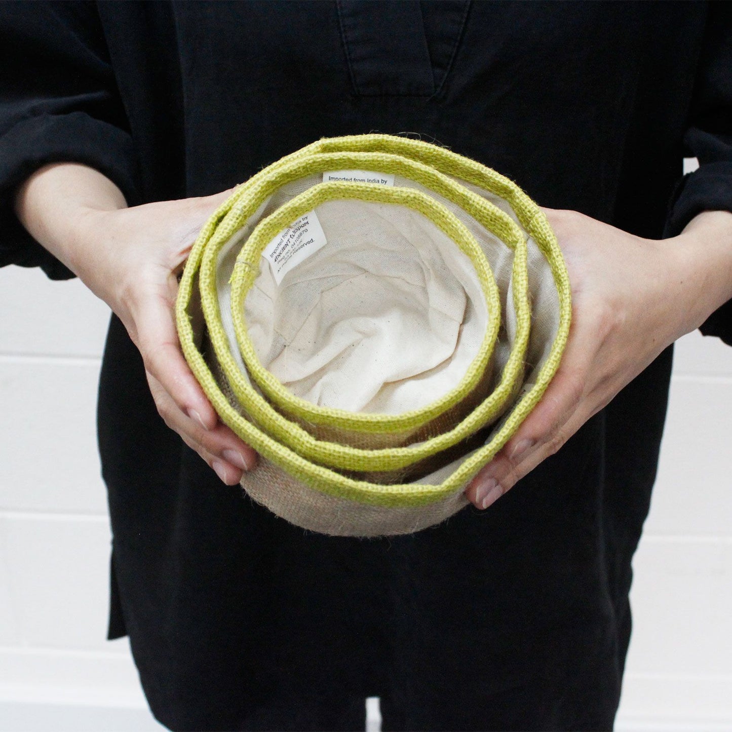 Conjunto de 3 cestas de yute natural - Oliva