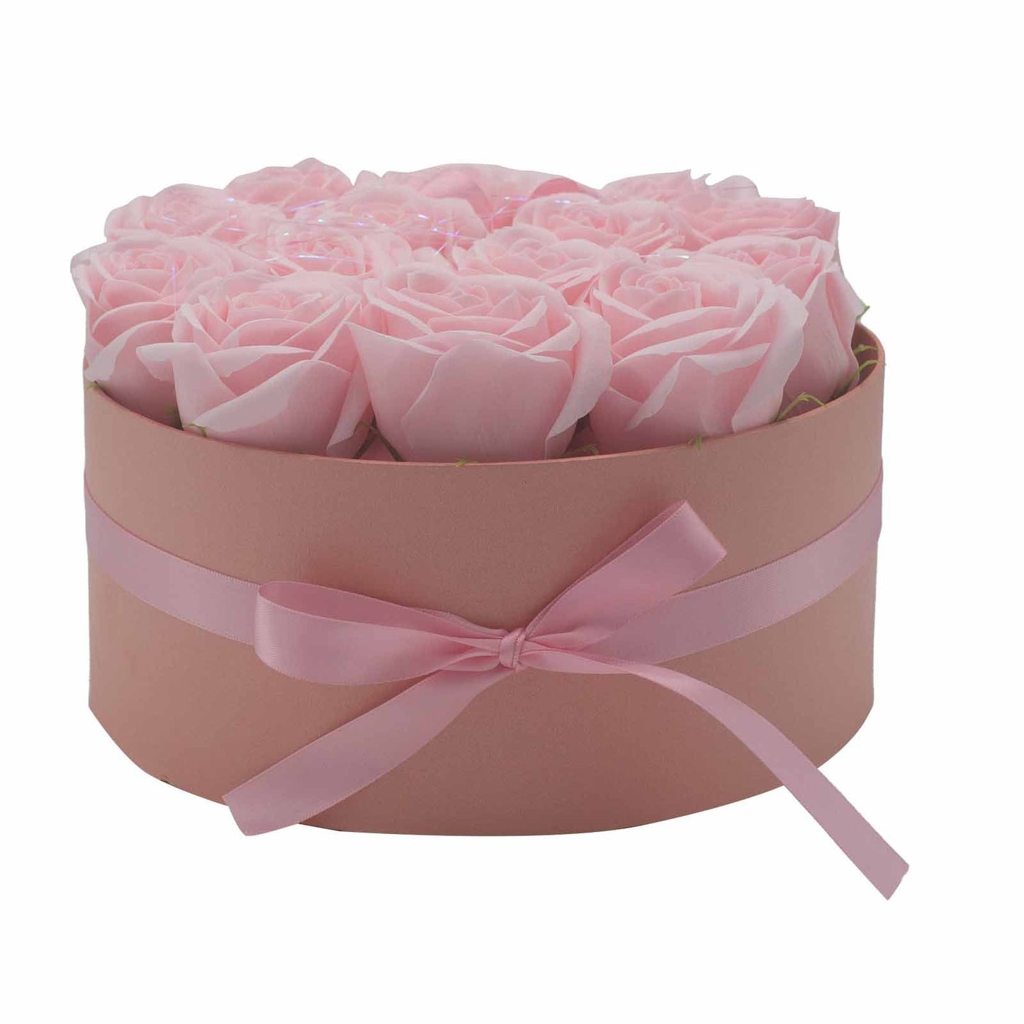 Gift Box - Soap Flower 14 Pink Roses - round