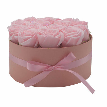 Gift Box - Soap Flower 14 Pink Roses - round
