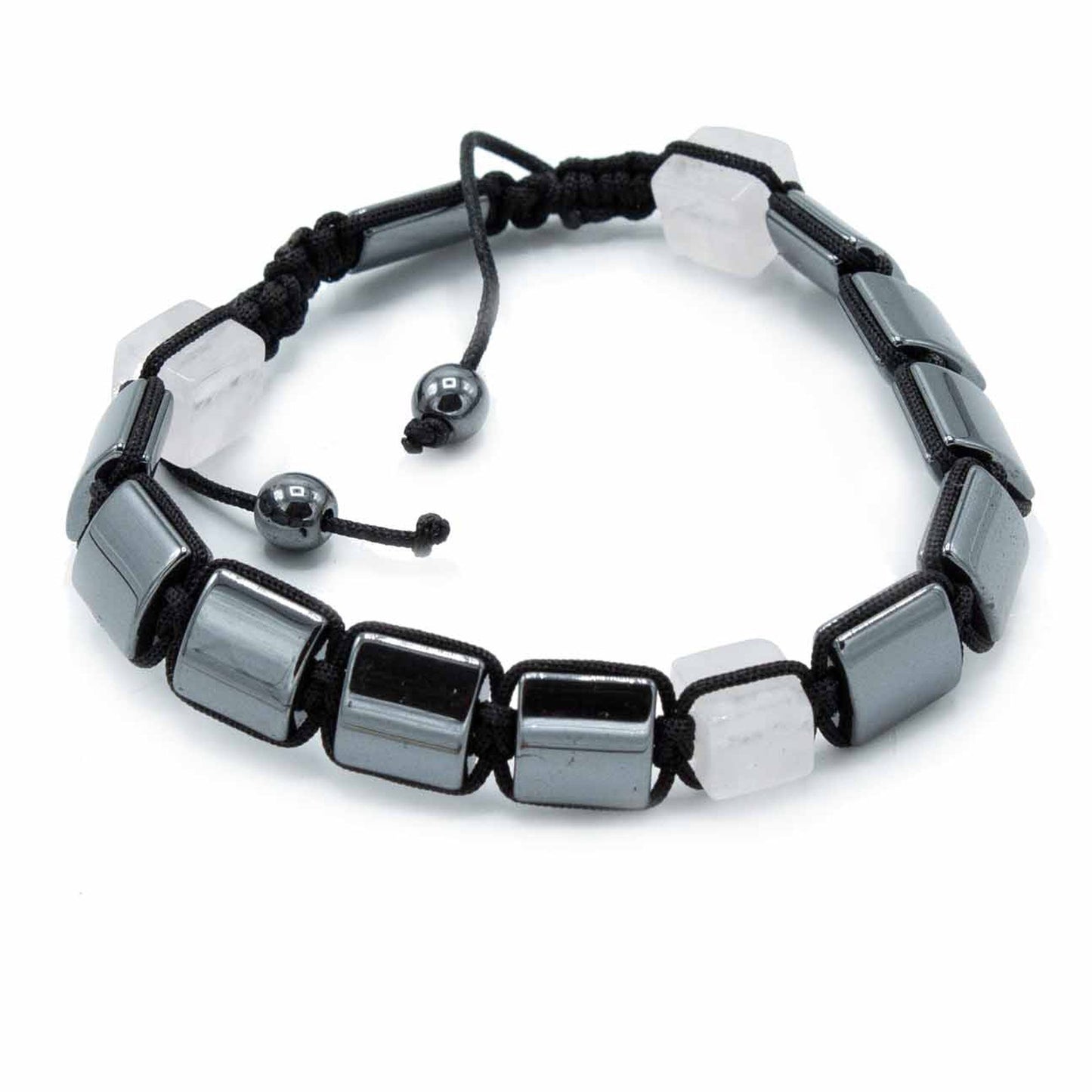 Hematite Shamballa Magnetic Bracelet - Pink Cuboids