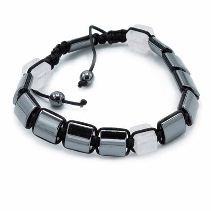 Hematite Shamballa Magnetic Bracelet - Pink Cuboids